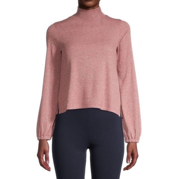Madewell size large Heathered bubble sleeve swing mock neck top - Picture 1 of 7